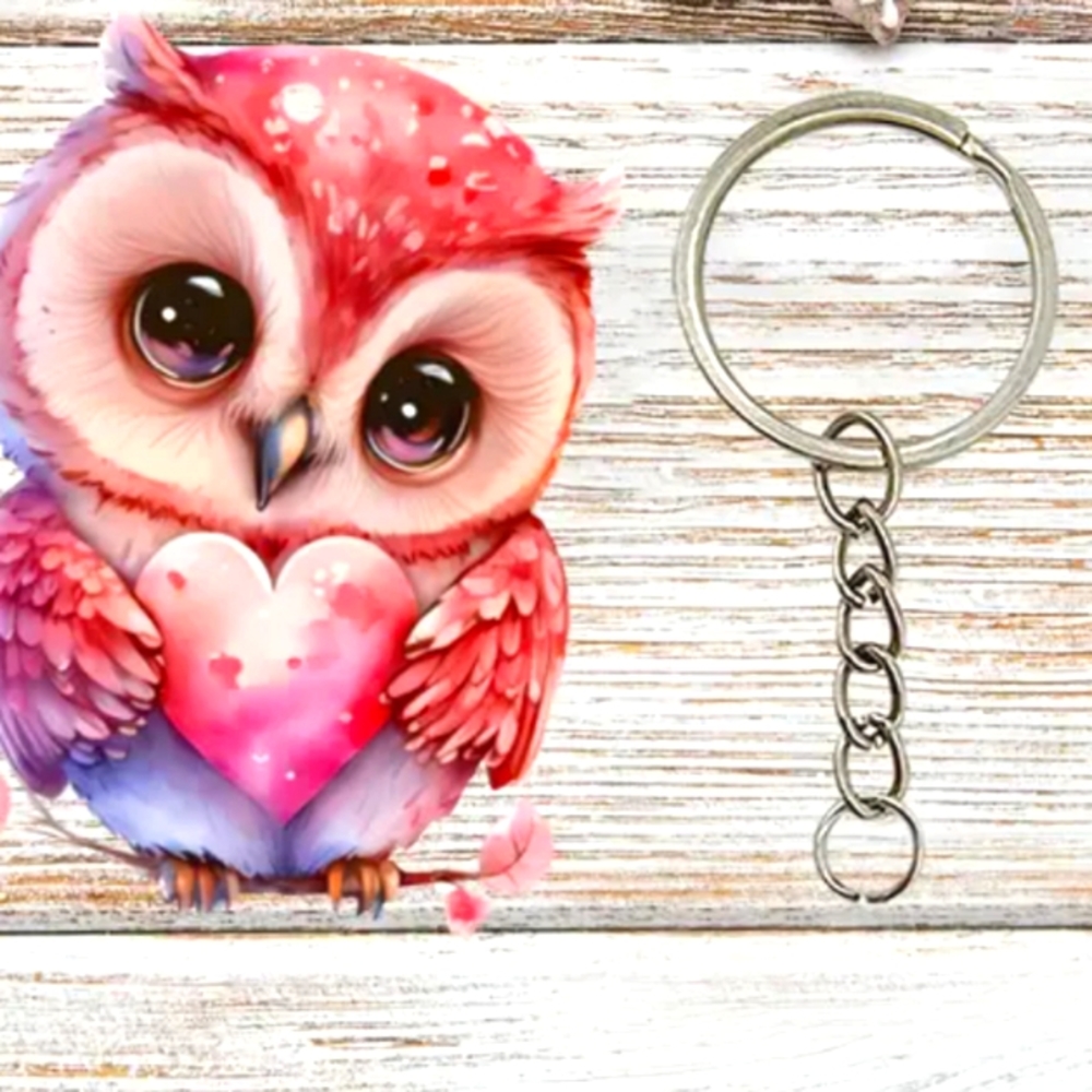 BABY OWL PINK PURSE CHARM / KEY FOB 4 IN